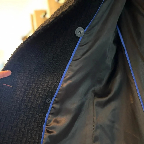 Calvin Klein Double Breasted Wool blend, Peacoat Style. Women’s Size 14. Black - Picture 7 of 8